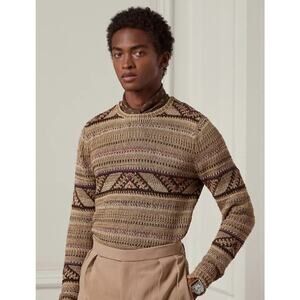 Ralph Lauren Purple Label Hand Knit Linen Silk Sweater Mens Large Crewneck